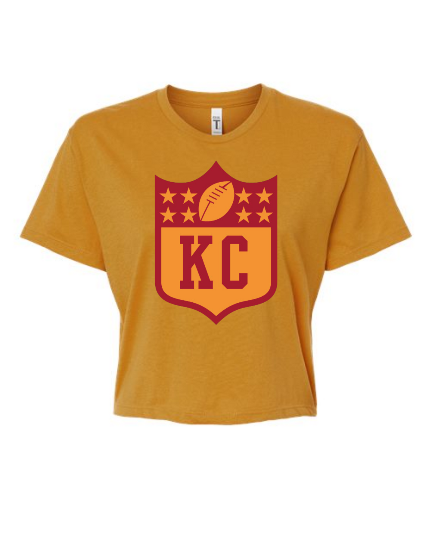 Kansas City KCNFL in Next Level Crop Tee in Antique Gold