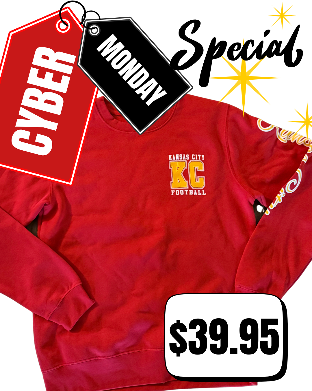 RED Unisex Crew Neck Sweatshirt with KC 3 Location Imprint $39.95