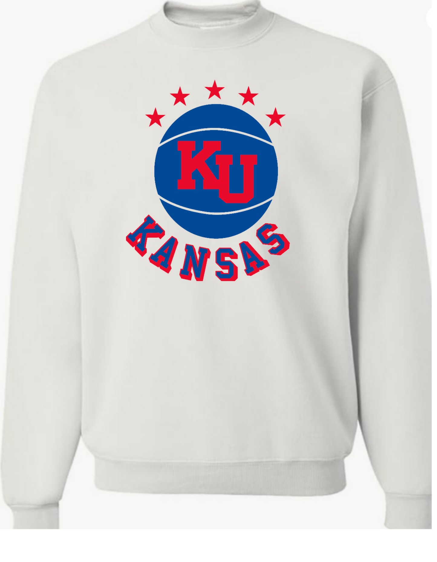 562 White Unisex Crew Neck Sweatshirt KU Star Ball