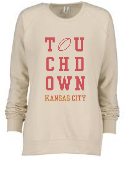 Enza 325 Fleece Girls Crewneck in Oyster KC Touchdown