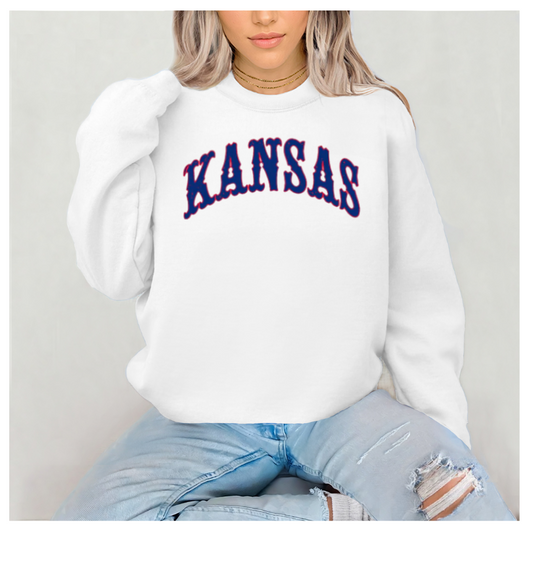 White Unisex Crew Neck Sweatshirt KANSAS OLD - Style 562