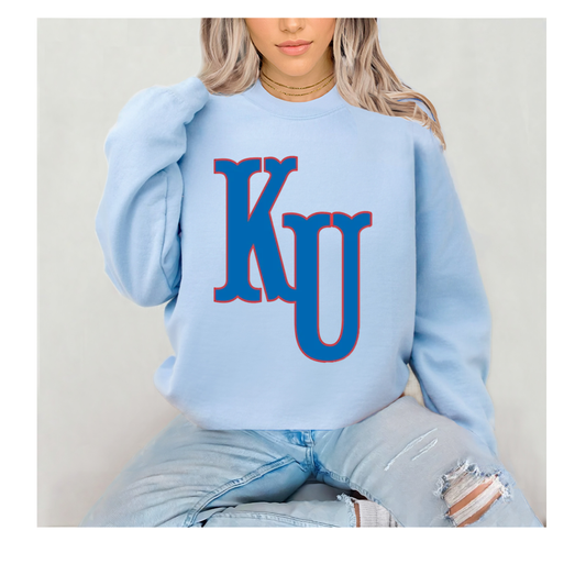 Light Blue Unisex Crew Neck Sweatshirt KANSAS OLD KU
