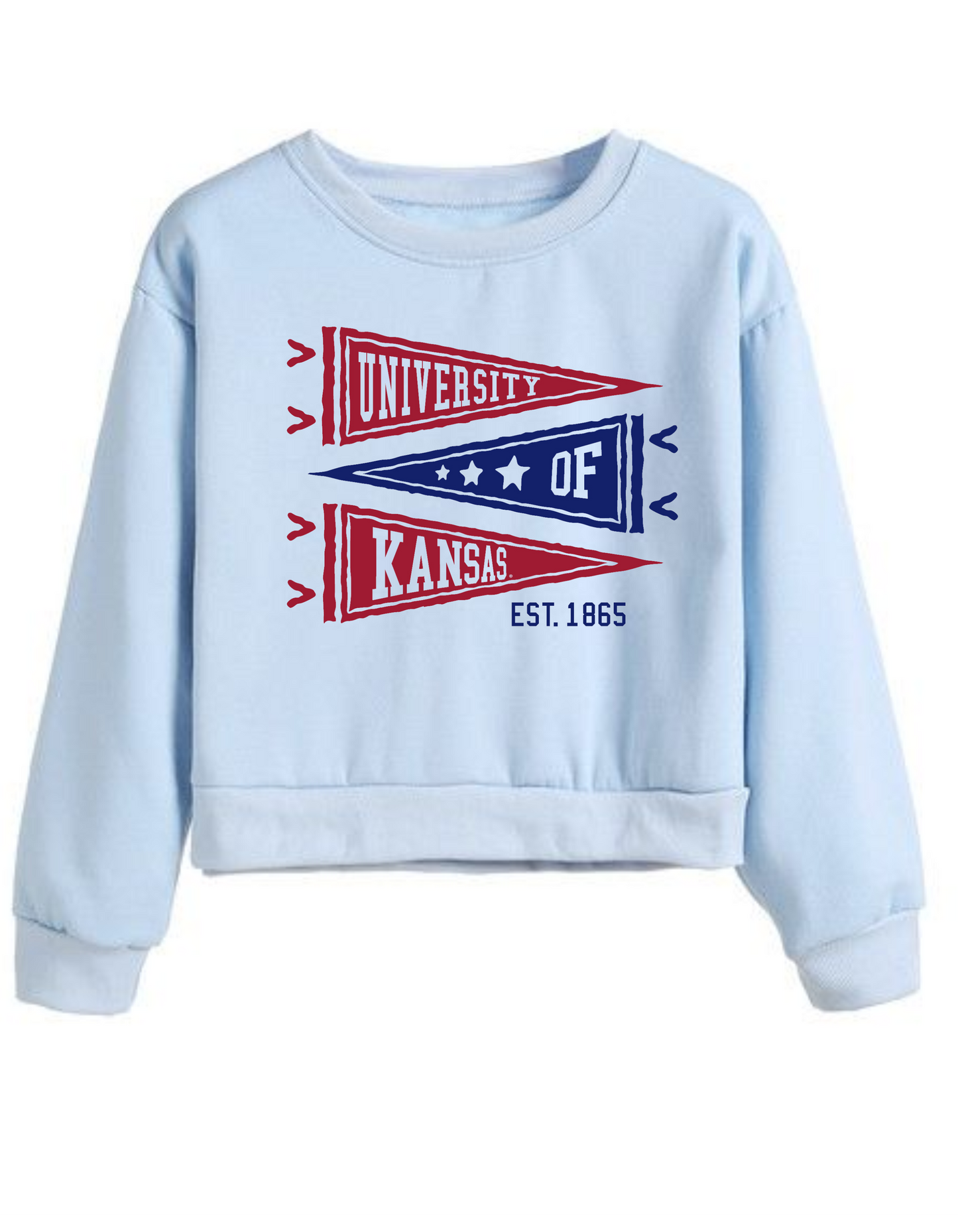 UA171 Vintage Blue Crew Neck Sweatshirt KU Banners