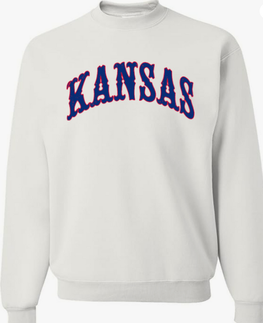 White Unisex Crew Neck Sweatshirt KANSAS OLD - Style 562