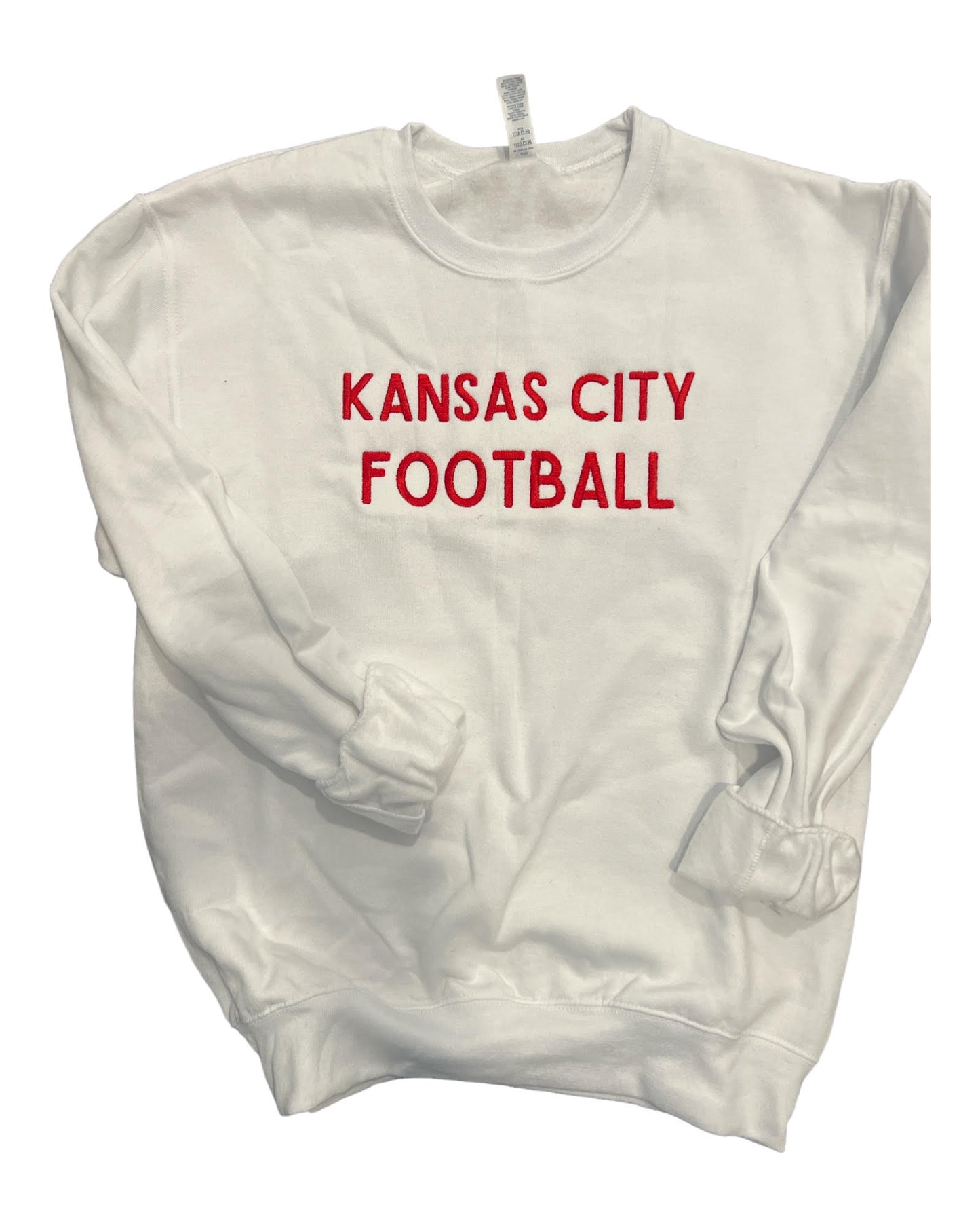 562 White Unisex Crew Neck Sweatshirt KANSAS CITY FOOTBALL